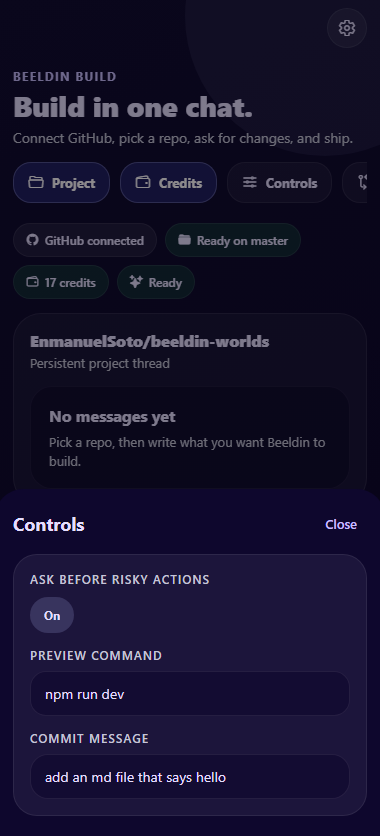 Workspace actions